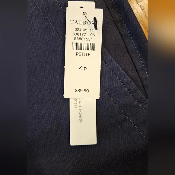 Talbots Relaxed Chino Pants Women’s 4P Petite Navy Ankle Length Below Waist NWT - Picture 5 of 7